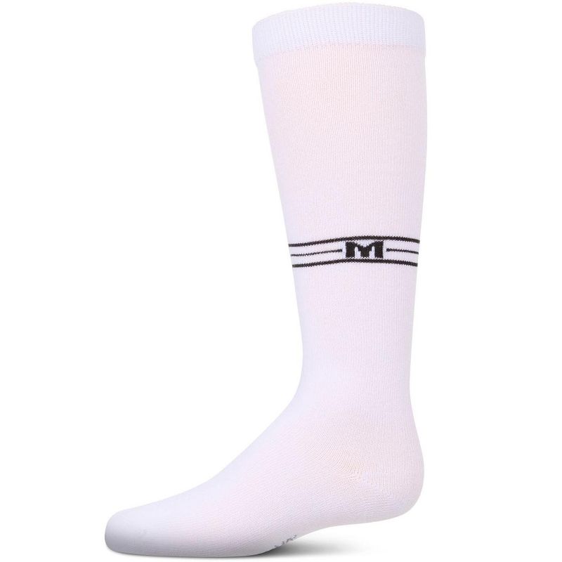 Memoi Girls Stretch Cotton Multi Stripe "M Graphic" Knee Sock