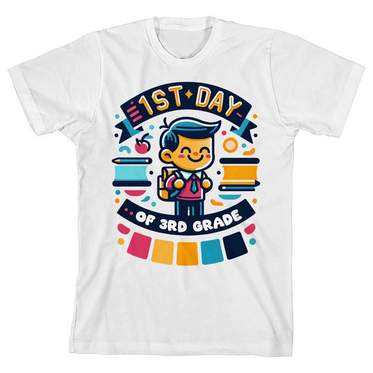 1st Day of 3rd Grade on White Short Sleeve Youth T-Shirt