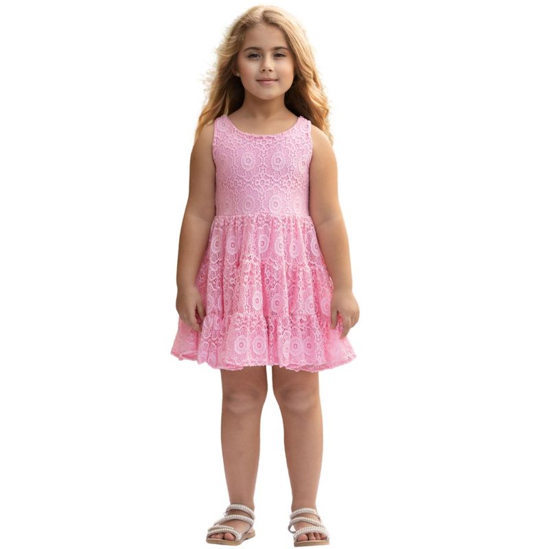 Pink Lace Sleeveless Casual Dress Mia Belle Girls