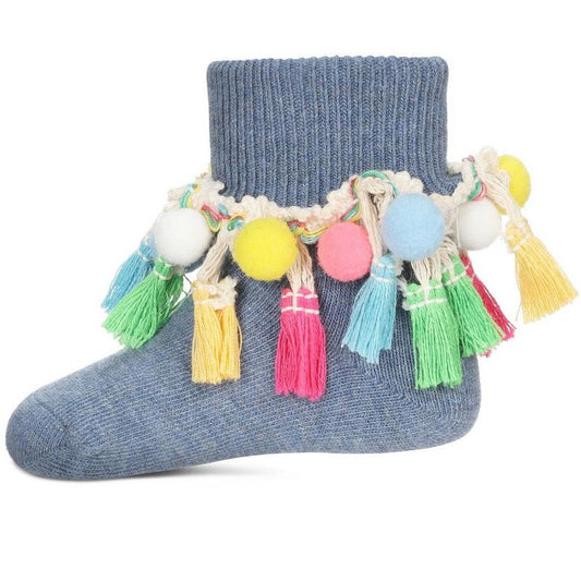 Memoi Pom-Pom-Palooza Girls Ankle Socks
