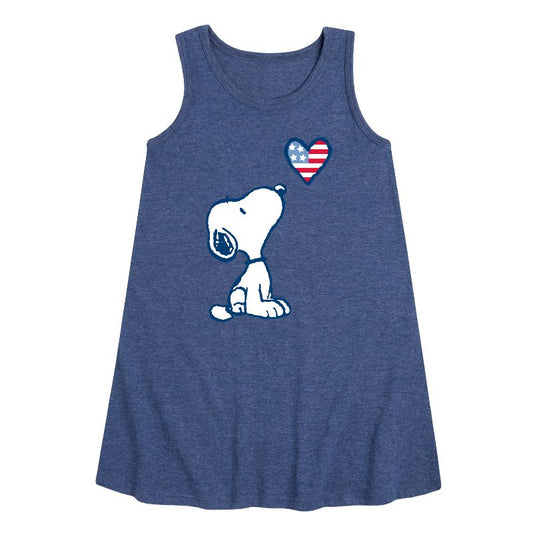 فستان بناتي - بينتس - سنوبي فلاج هارت جرافيكي بدون أكمام