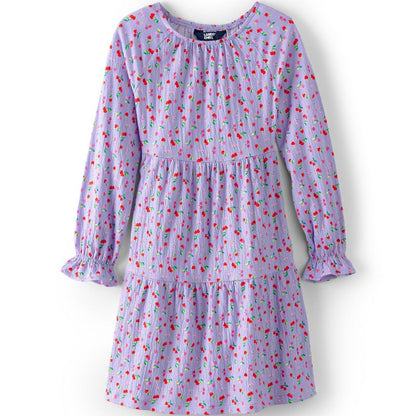 Lands' End Kids Long Sleeve Velvet Dress