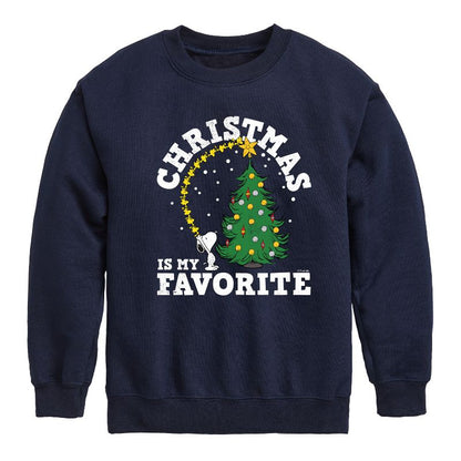 Boys' - Peanuts - Christmas Is My Favorite Graphic Long Sleeve Fleece Sweatshirt