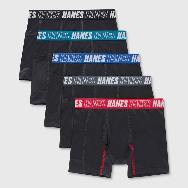 Hanes Moves Boys' 5pk Anti-Chafe Boxer Briefs - Blue