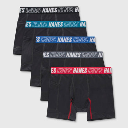 Hanes Moves Boys' 5pk Anti-Chafe Boxer Briefs - Blue
