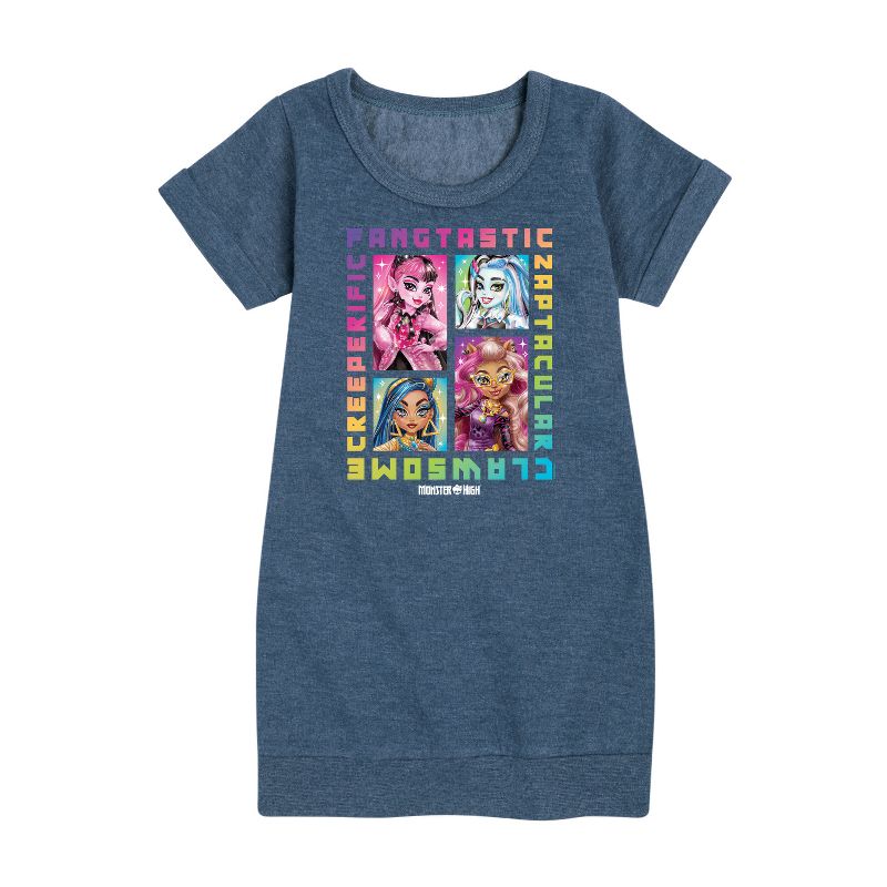 Girls' - Mattel - Clawsome, Fangtastic, Creeperific & Zapptacular Graphic Short Sleeve Fleece Dress