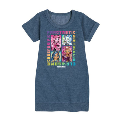 Girls' - Mattel - Clawsome, Fangtastic, Creeperific & Zapptacular Graphic Short Sleeve Fleece Dress