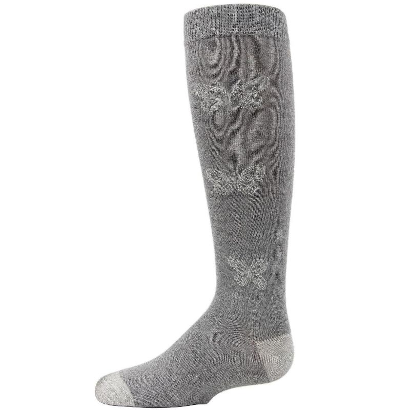 Memoi Girls' Glitter Butterfly Cotton Knee High Socks