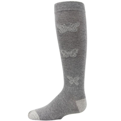 Memoi Girls' Glitter Butterfly Cotton Knee High Socks