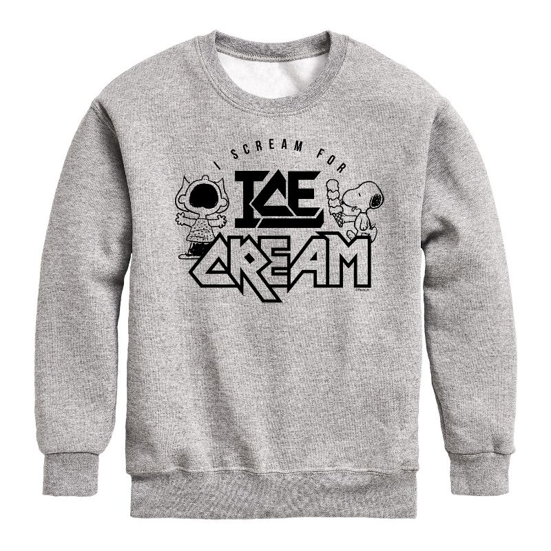 Boys' - Peanuts - I Scream For Ice Cream Graphic Long Sleeve Fleece Sweatshirt