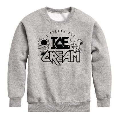 Boys' - Peanuts - I Scream For Ice Cream Graphic Long Sleeve Fleece Sweatshirt
