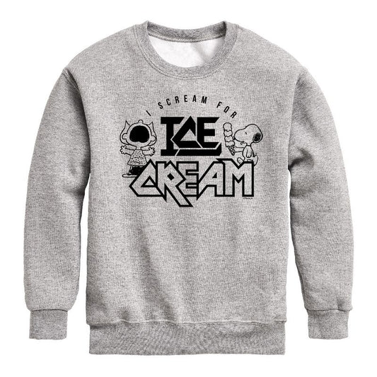 Boys' - Peanuts - I Scream For Ice Cream Graphic Long Sleeve Fleece Sweatshirt