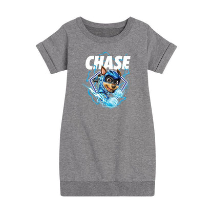 Girls' - Paw Patrol - Chase Lightning Graphic Short Sleeve Fleece Dress