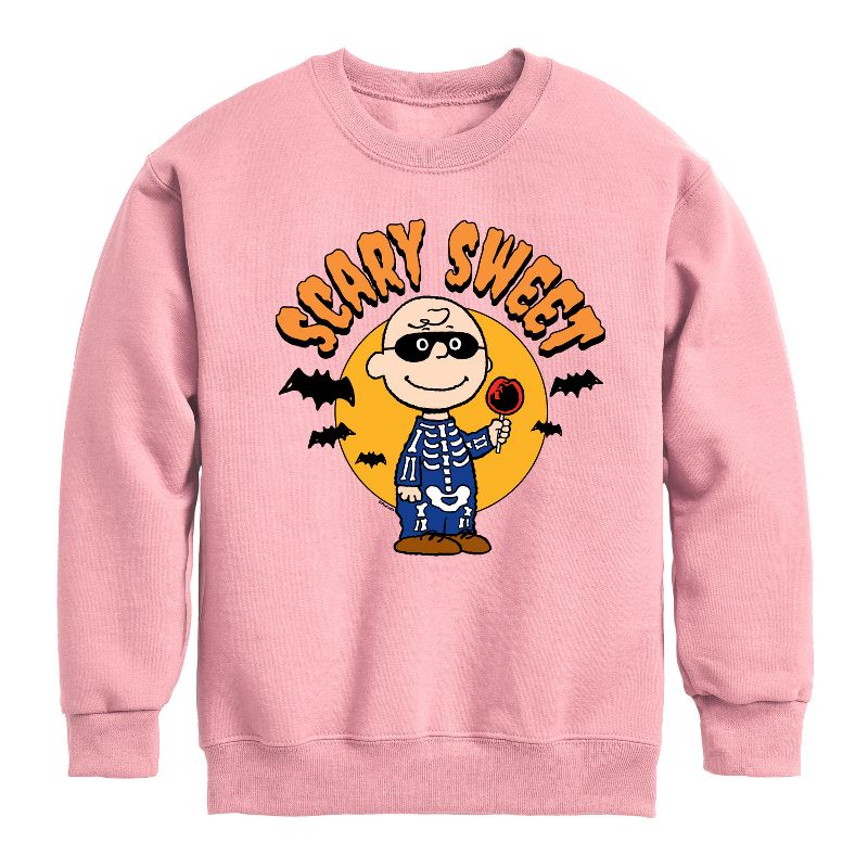 Boys' - Peanuts - Scary Sweet Graphic Long Sleeve Fleece Sweatshirt