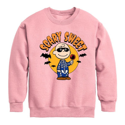 Boys' - Peanuts - Scary Sweet Graphic Long Sleeve Fleece Sweatshirt