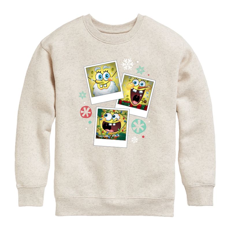 Boys' - SpongeBob SquarePants - Christmas Photo Collage Graphic Long Sleeve Fleece Sweatshirt