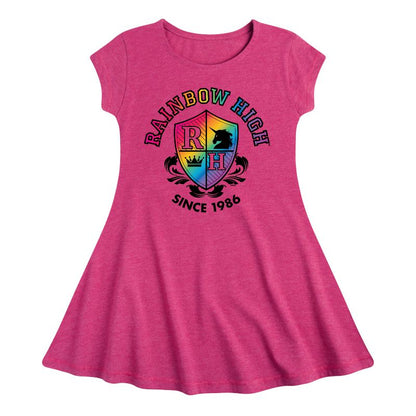 فستان للبنات - Rainbow High - School Crest Fit &amp; Flair بأكمام قصيرة