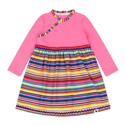 Mixed Up Clothing Girls Long Sleeve Ruffle Trim Dress