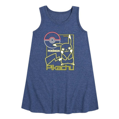 Girls' - Pokémon - Neon Pikachu Graphic Sleeveless Aline Dress