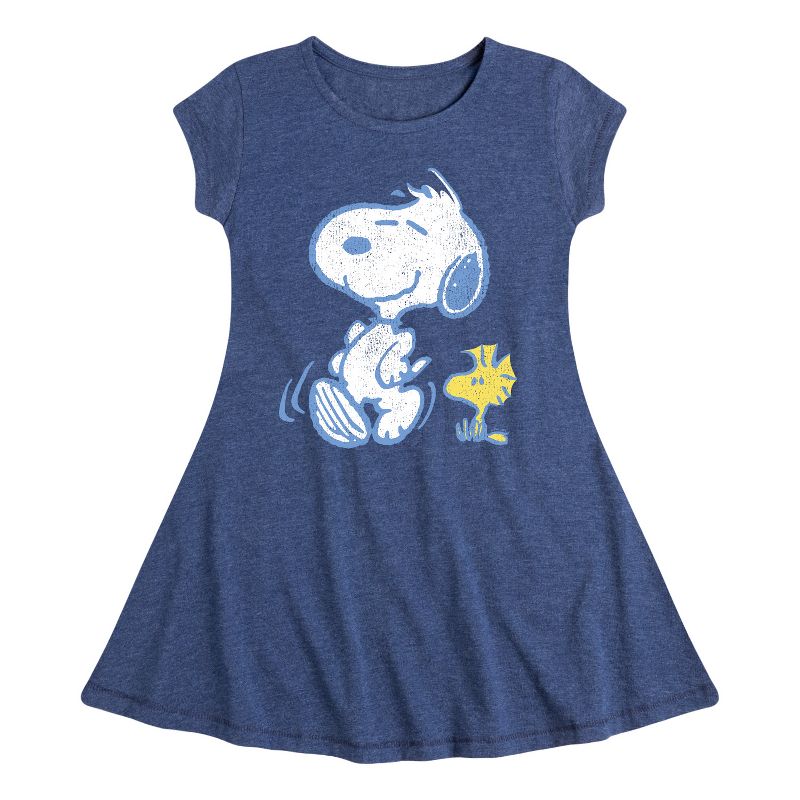 فستان بناتي بأكمام قصيرة بتصميم باستيل من سنوبي وودستوك - بينتس