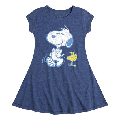 فستان بناتي بأكمام قصيرة بتصميم باستيل من سنوبي وودستوك - بينتس