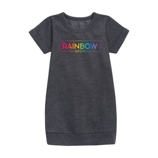 Girls' - Rainbow High - Gradient Logo Graphic Short Sleeve Fleece Dress