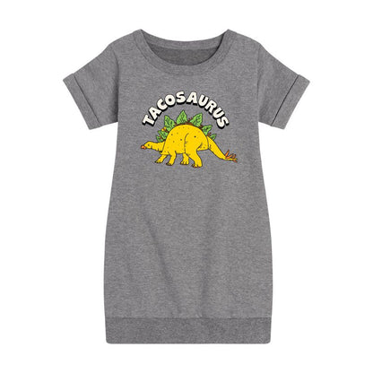 Girls' - Instant Message - Tacosaurus Graphic Short Sleeve Fleece Dress