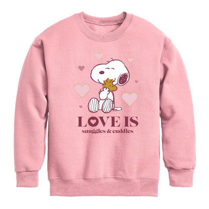 سويت شيرت صوف بأكمام طويلة مطبوع عليه رسومات "الحب هو العناق والحضن" للأولاد - Peanuts - Love Is Snuggles And Cuddles