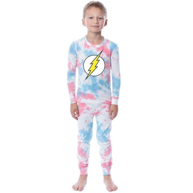 DC Comics Kids' The Flash Girls Boys 2 Piece Tight Fit Youth Pajama Set Multicolored