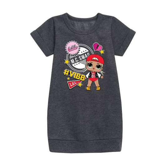 Girls' - LOL Surprise! - M.C. Swag Vibe Graphic Short Sleeve Fleece Dress