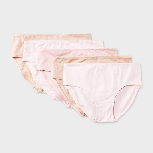 Girls' 5pk Hipster Underwear - Dealworthy™ Beige/Pink