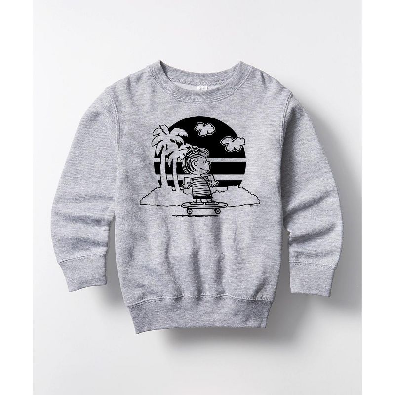 Boys' - Peanuts - Linus Skateboarding Graphic Long Sleeve Fleece Sweatshirt