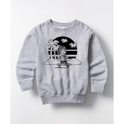 Boys' - Peanuts - Linus Skateboarding Graphic Long Sleeve Fleece Sweatshirt