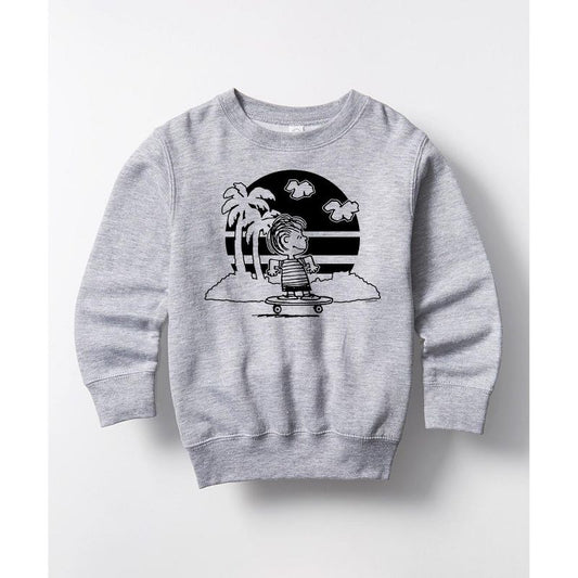 Boys' - Peanuts - Linus Skateboarding Graphic Long Sleeve Fleece Sweatshirt