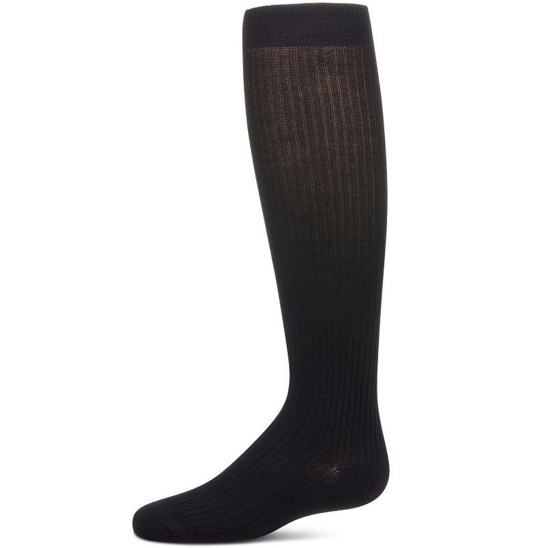 Memoi Thin Ribbed Girls Cotton Blend Knee High Sock