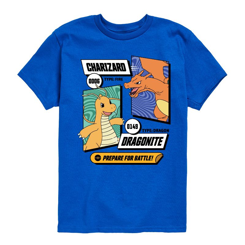 تي شيرت جرافيكي بأكمام قصيرة للأولاد - بوكيمون - دراغونايت وتشاريزارد دراغون باتل