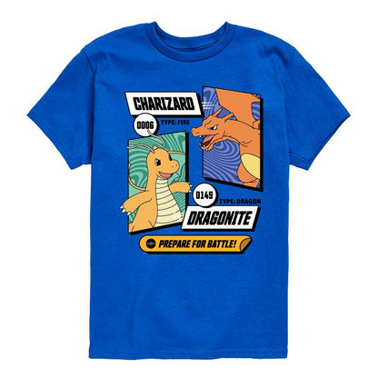 تي شيرت جرافيكي بأكمام قصيرة للأولاد - بوكيمون - دراغونايت وتشاريزارد دراغون باتل