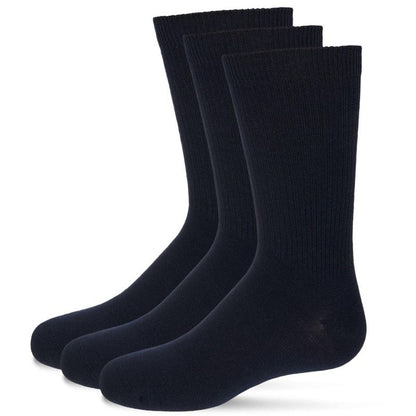 Memoi Boys' 3 Pair Pack Thin Ribbed Cotton Blend Crew Socks