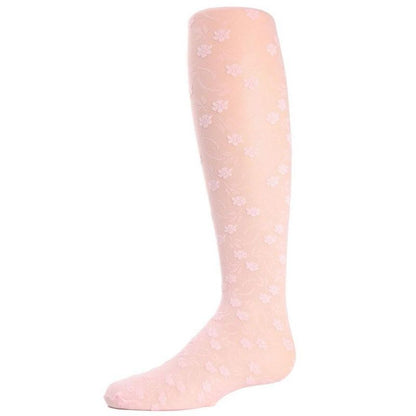 Memoi Sweet Blossoms Girls Sheer Floral Lace Pantyhose