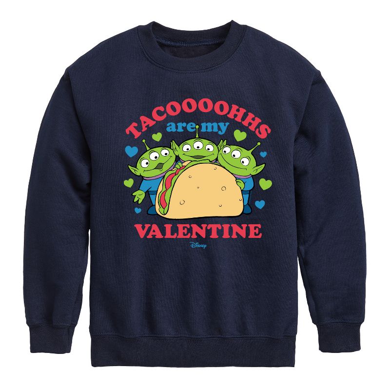 Boys' - Toy Story - Tacos Are My Valentine Graphic Long Sleeve Fleece Sweatshirt