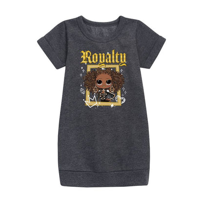 فستان صوف بأكمام قصيرة مطبوع عليه رسومات النحلة الملكية للبنات - مفاجأة LOL!