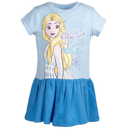Disney Frozen Elsa Anna Moana Princess Rapunzel Jasmine Belle Girls French Terry Dress Little Kid to Big Kid