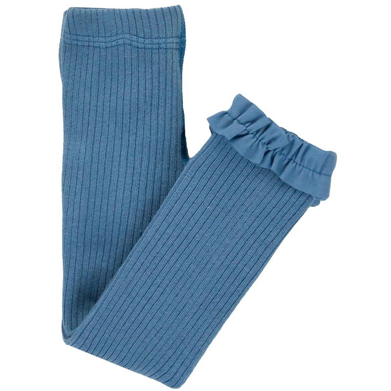 RuffleButts Girls Rib Knit Footless Ruffled Tights