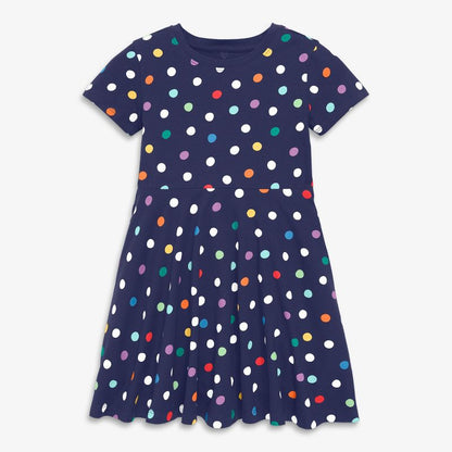 Primary Kids Twirly Dress in Rainbow Confetti Dots