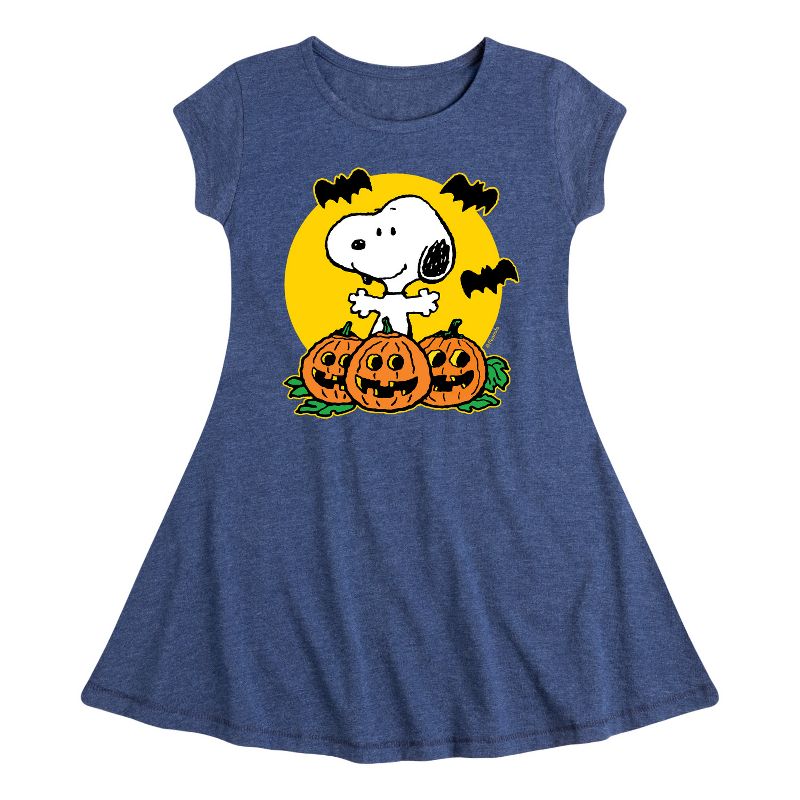 Girls' - Peanuts - Pumpkin Patch Fit & Flair Cap Sleeve Dress