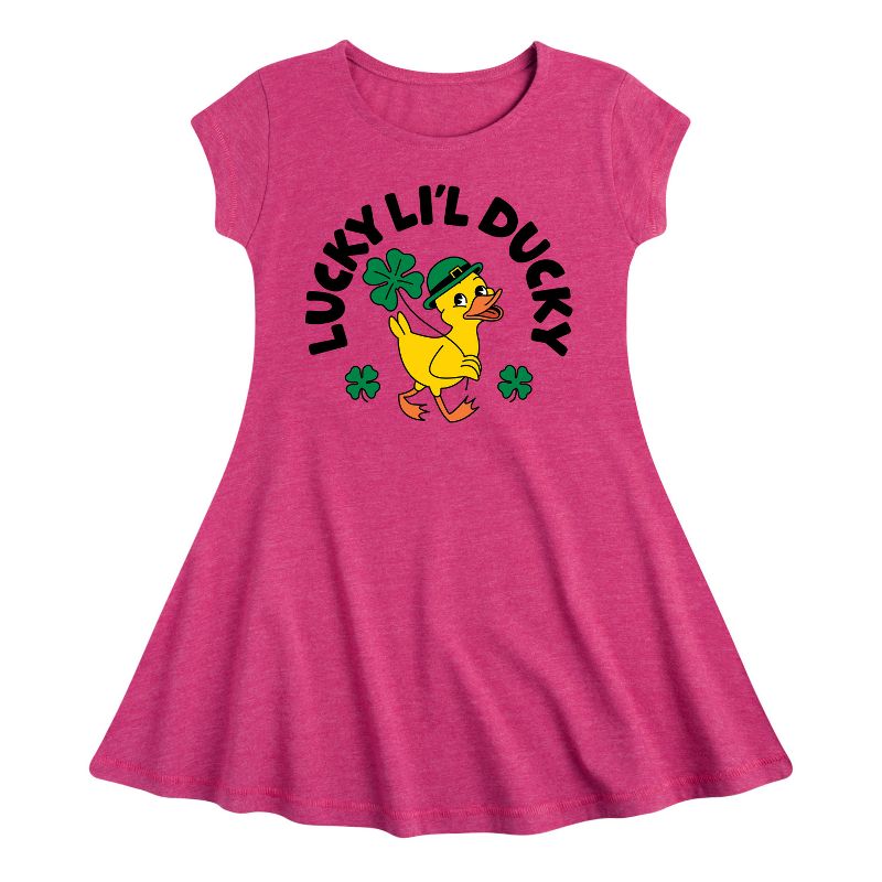 Girls' - Instant Message - St. Patrick's Day Lucky Lil Ducky Fit & Flair Cap Sleeve Dress