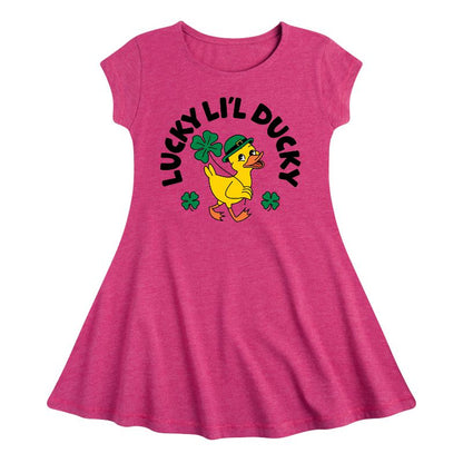Girls' - Instant Message - St. Patrick's Day Lucky Lil Ducky Fit & Flair Cap Sleeve Dress
