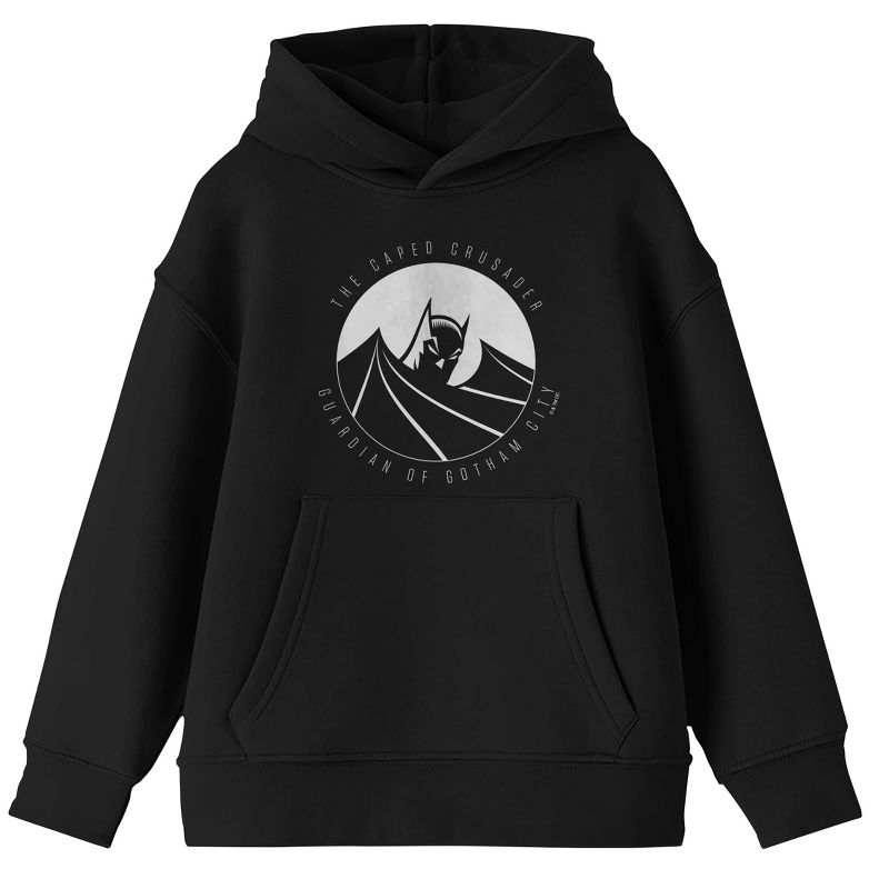 Batman The Caped Crusader Guardian Of Gotham City Long Sleeve Youth Black Hooded Sweatshirt