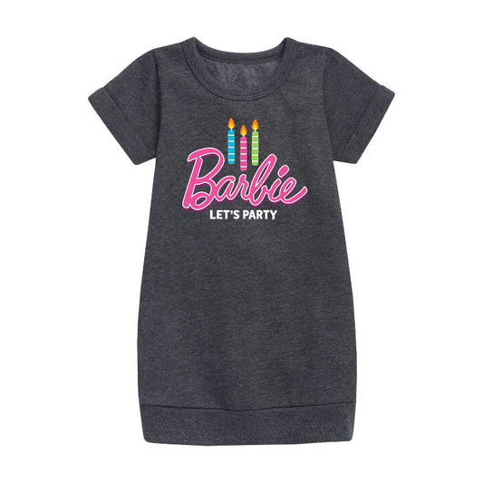 Girls' - Barbie - Let's Party Graphic Short Sleeve Fleece Dress