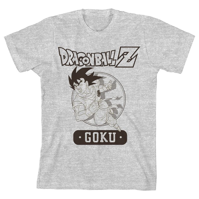 Dragon Ball Z Goku Character Circle Crew Neck Short Sleeve Athletic Heather Boy's T-shirt